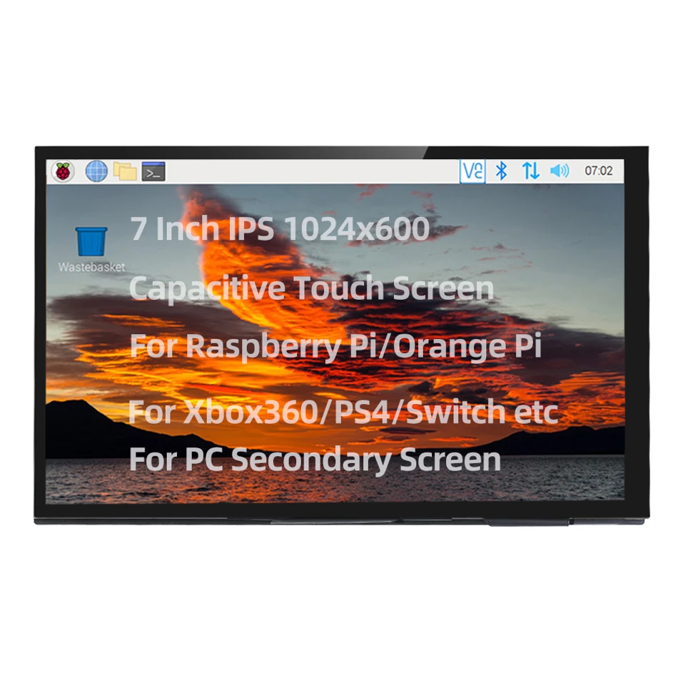 Raspberry Pi 5 7 Inch Touch Screen IPS 1024x600 HD LCD HDMI-compatible Display for RPI 4B 3B+ OPI 5 AIDA64 PC Secondary Screen