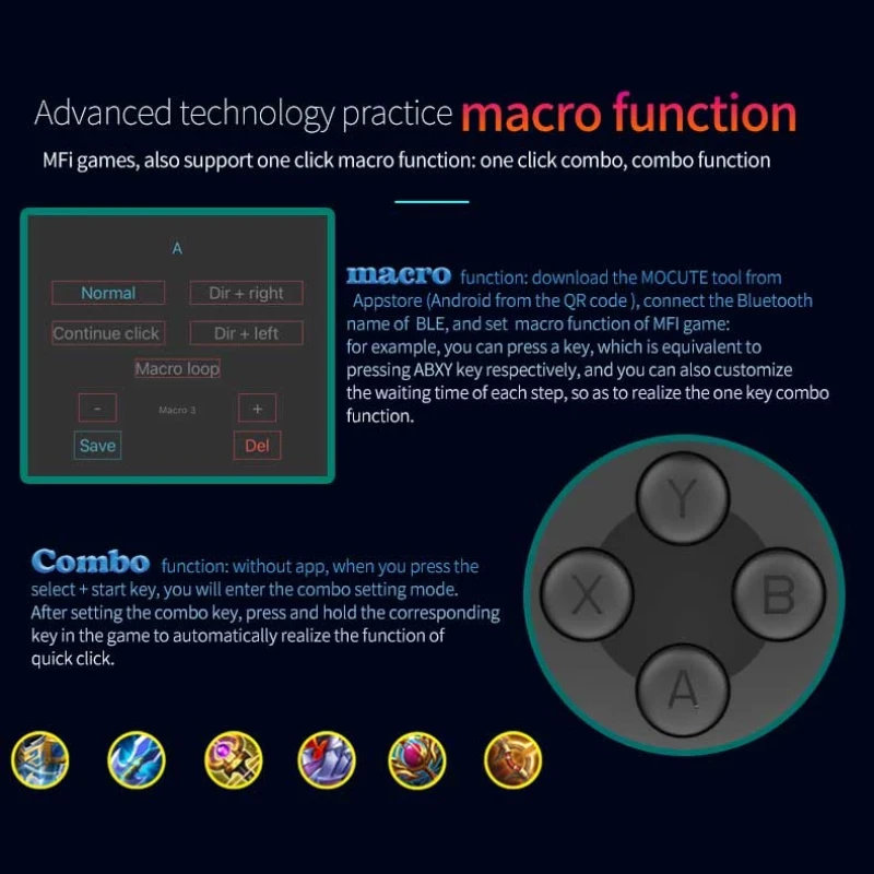 Cell Phone Gamepad Joystick Bluetooth Controller for iPhone Android PUBG Mobile Gaming Mando