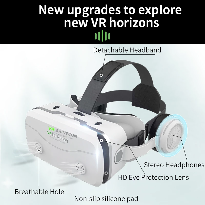 VR Shinecon Virtual Reality 3D Headset Goggles for Smartphones Smartphone Mobile Realidade Headphone Lenses Helmet