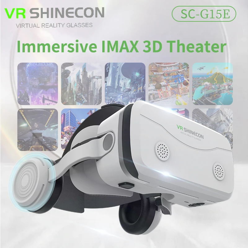 VR Shinecon Virtual Reality 3D Headset Goggles for Smartphones Smartphone Mobile Realidade Headphone Lenses Helmet