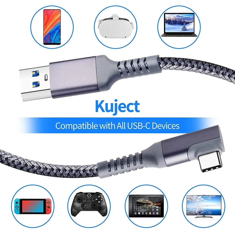 Oculus Quest 2 Link Cable 3.5M USB A to Type C for PC VR Streaming and Virtual Reality Headset Data Transfer Connection