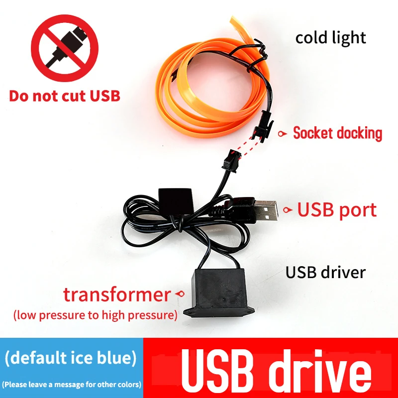 5m Flexible LED Interior Ambient Strip Light for Car with USB 5V DIY Tube Decorative Atmosphere Lamp