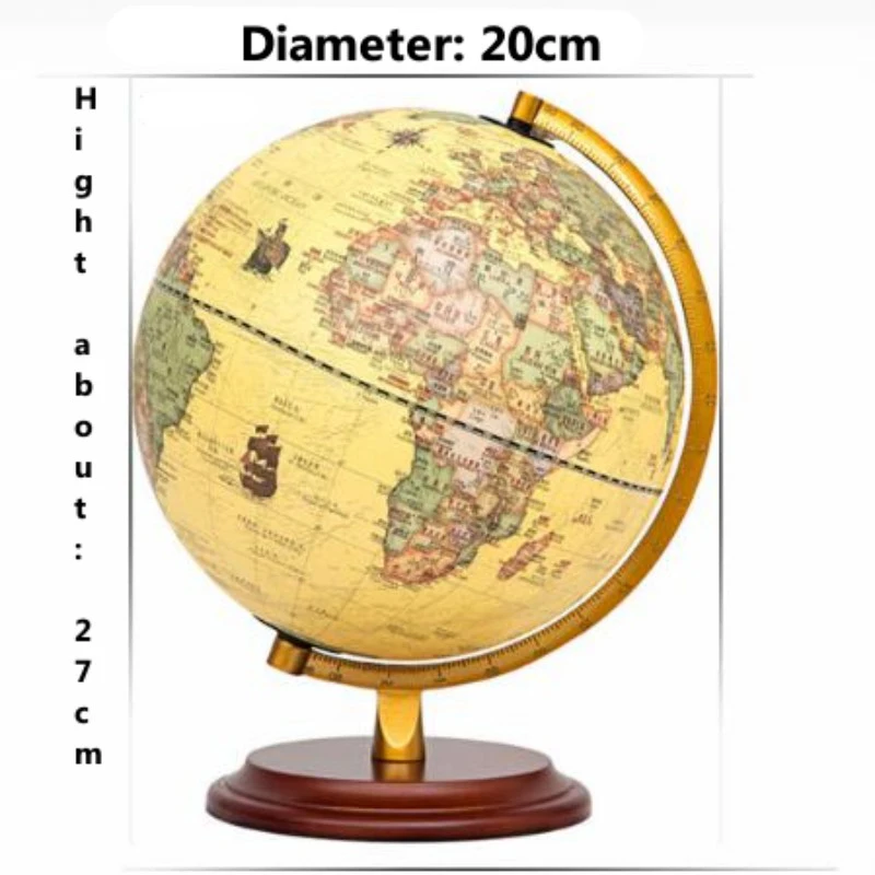 Sphere 20cm English Chinese World Globe HD Printed LED Lamp Classical Globe Redwood Base ABS 360 Living Room Crafts