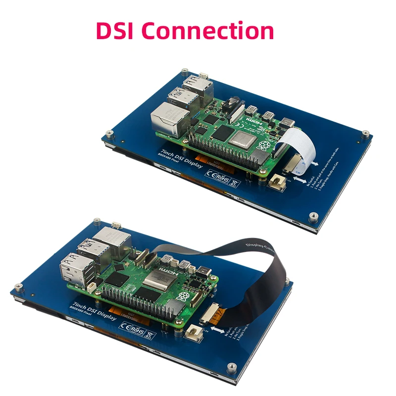 7 Inch DSI Touch Screen for Raspberry Pi 5 4B 3B+ 3B IPS Display 800 480 LCD MIPI CSI Cable With Standard Monitor for RPI 5 Pi5