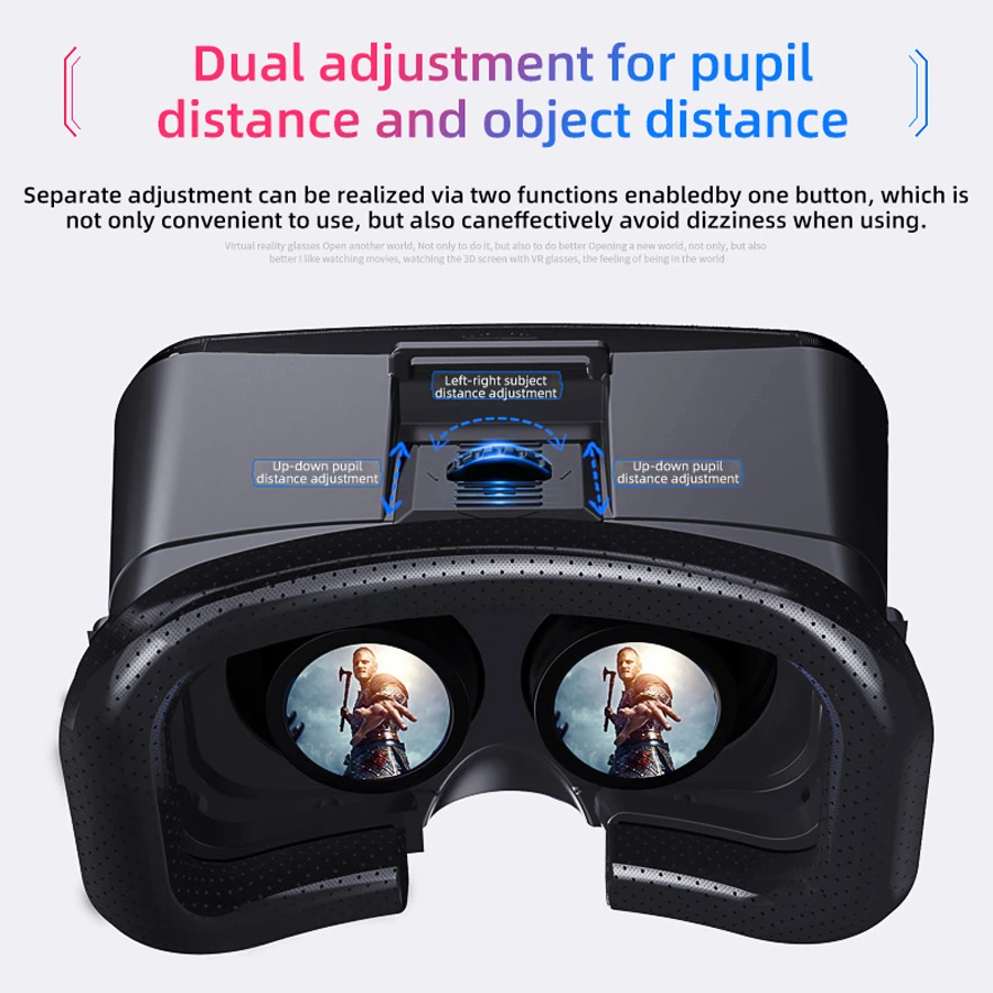 3D Virtual Reality VR Headset for Smartphones. Immersive mobile viewer goggles with adjustable lenses for gaming and video on any cell phone device.