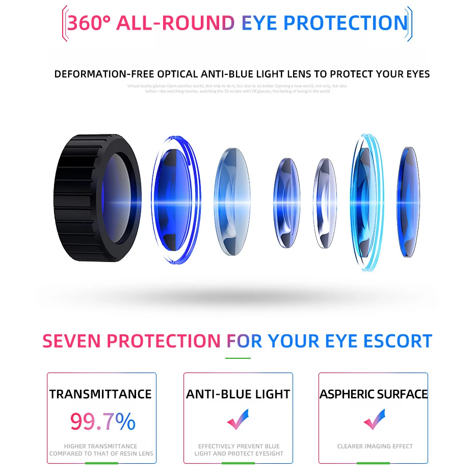 3D Virtual Reality VR Headset for Smartphones. Immersive mobile viewer goggles with adjustable lenses for gaming and video on any cell phone device.