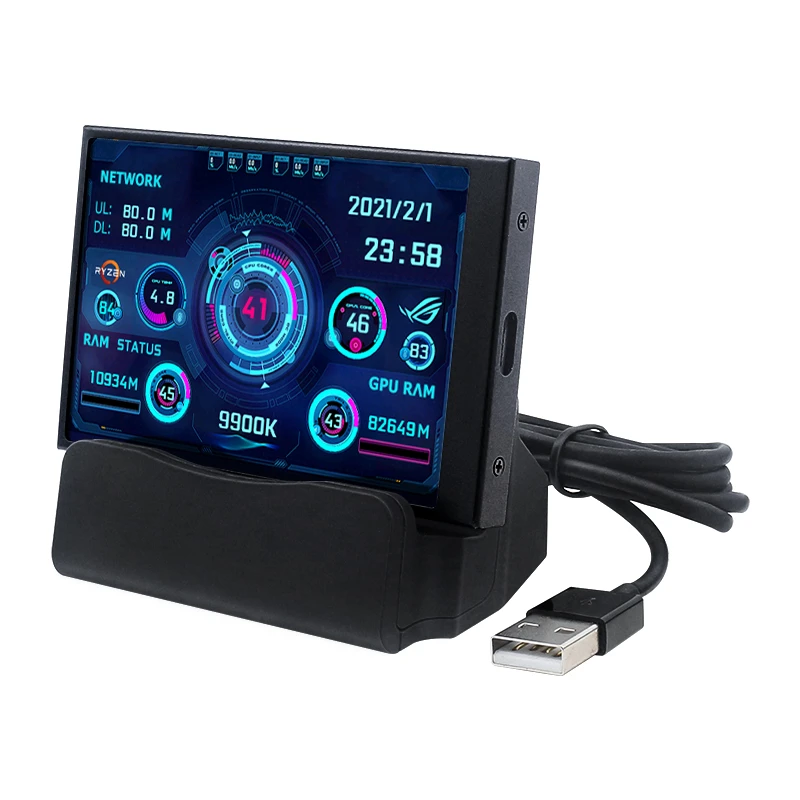 TURZX 3.5 5 Inch IPS USB Secondary Screen Computer CPU GPU RAM HDD Monitor Type C Display NO AIDA64 LCD Windows 10 11