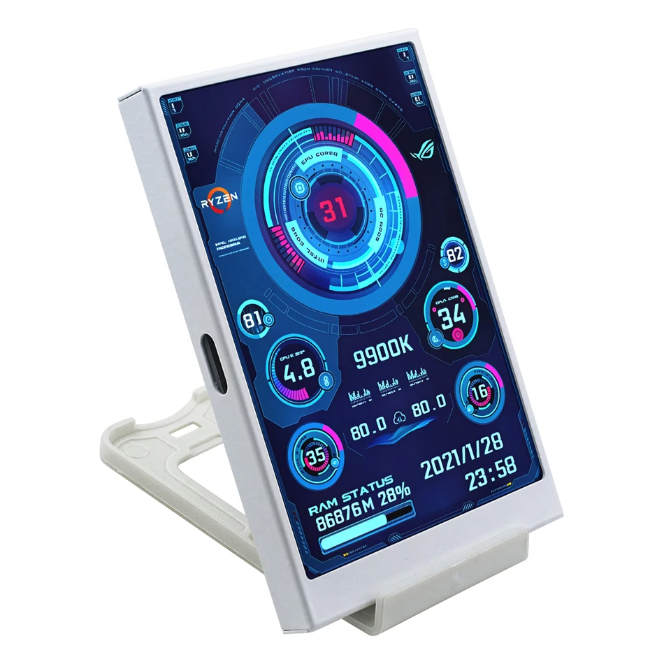 TURZX 3.5 5 Inch IPS USB Secondary Screen Computer CPU GPU RAM HDD Monitor Type C Display NO AIDA64 LCD Windows 10 11