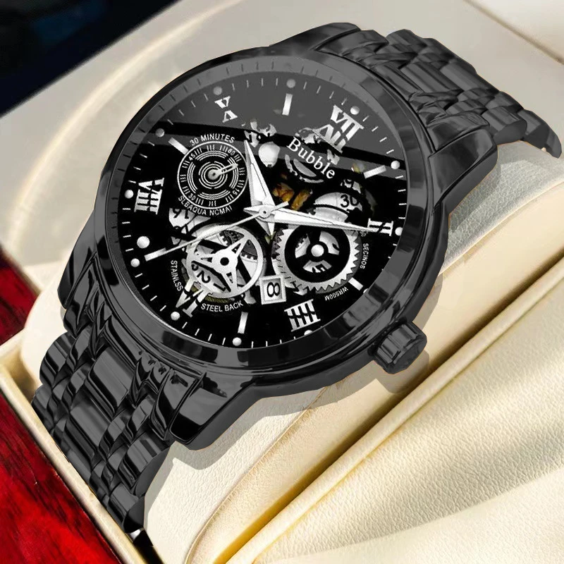UTHAI Watch For Men Trendy High End Light Luxury Versatile Quartz Wristwatches Waterproof Roman Hollow Male's Clock Watch