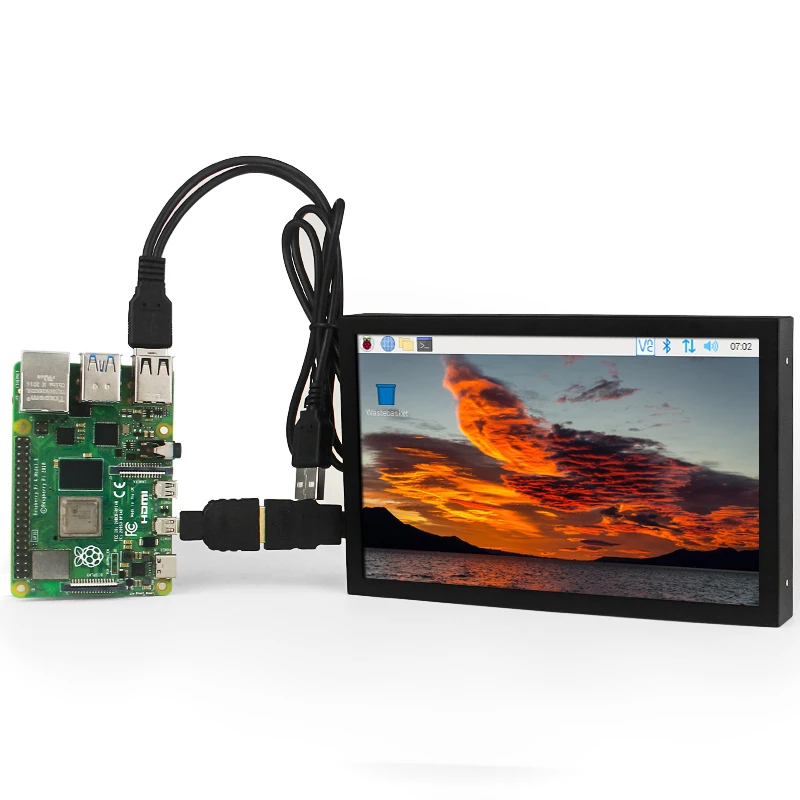 Elecrow RC07 7 Inch Portable Screen 1024x600 IPS LCD Monitor HDMI VGA AV Input DC Type-C Power for PC Laptop Camera TV Box Raspberry Pi