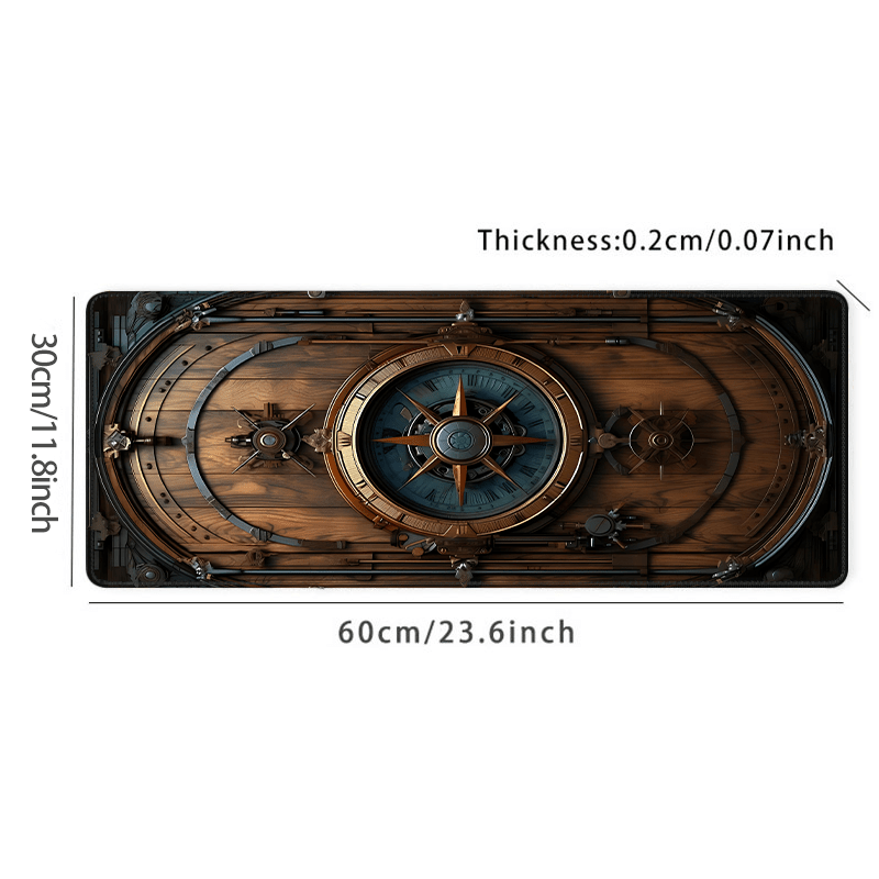XXL Vintage Steampunk Compass Design Mouse Pad Large Gaming Office Desk Mat Non-Slip Stitched Edges for Gamers and Home Office