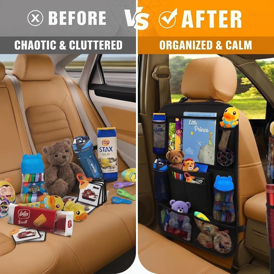 Car Seat Organiser for Kids | Rear Seat Organiser, Kids Car Seat Organiser,Backseat Car Organizer 9 Multiple Pockets