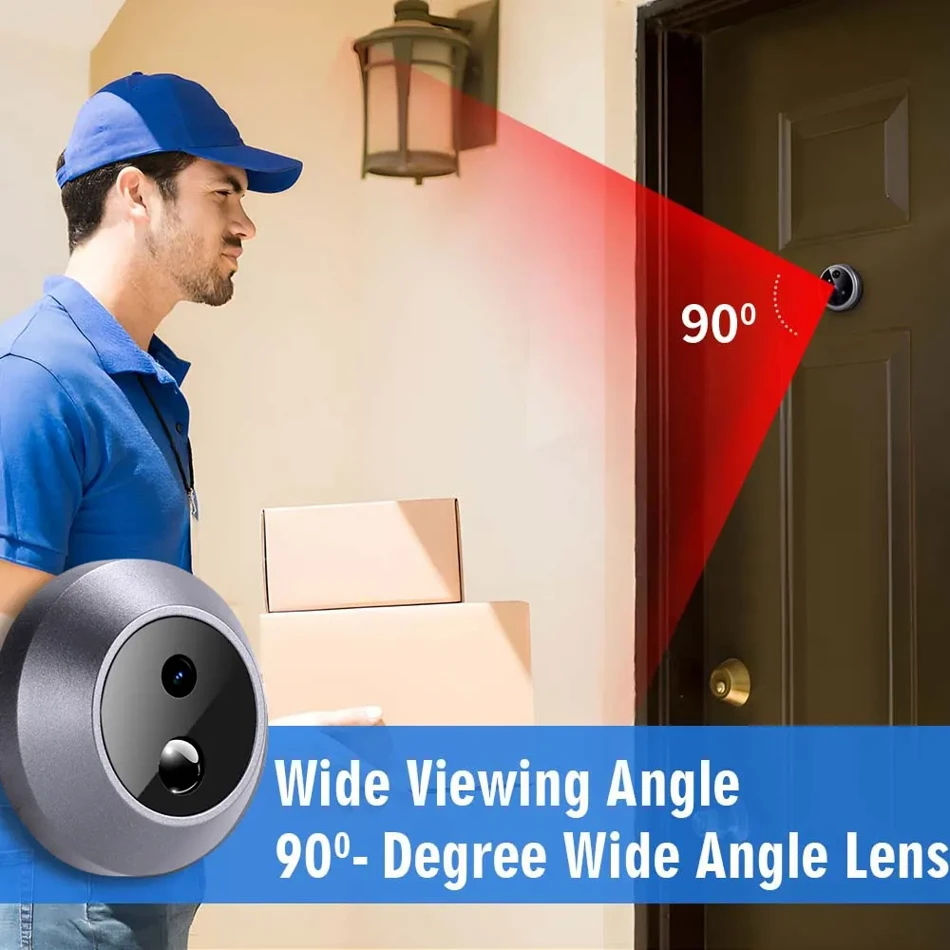 Yuezhe Choice Smart Peephole Door Camera, PIR Motion Detector, 90° Wide Angle, 2.8-inch LCD Screen, Mini Door Eye