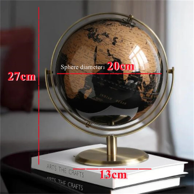 NovaWorld Globe 20cm Desktop Geography Globe Metal ABS Dual Axis 720 Degree Rotation