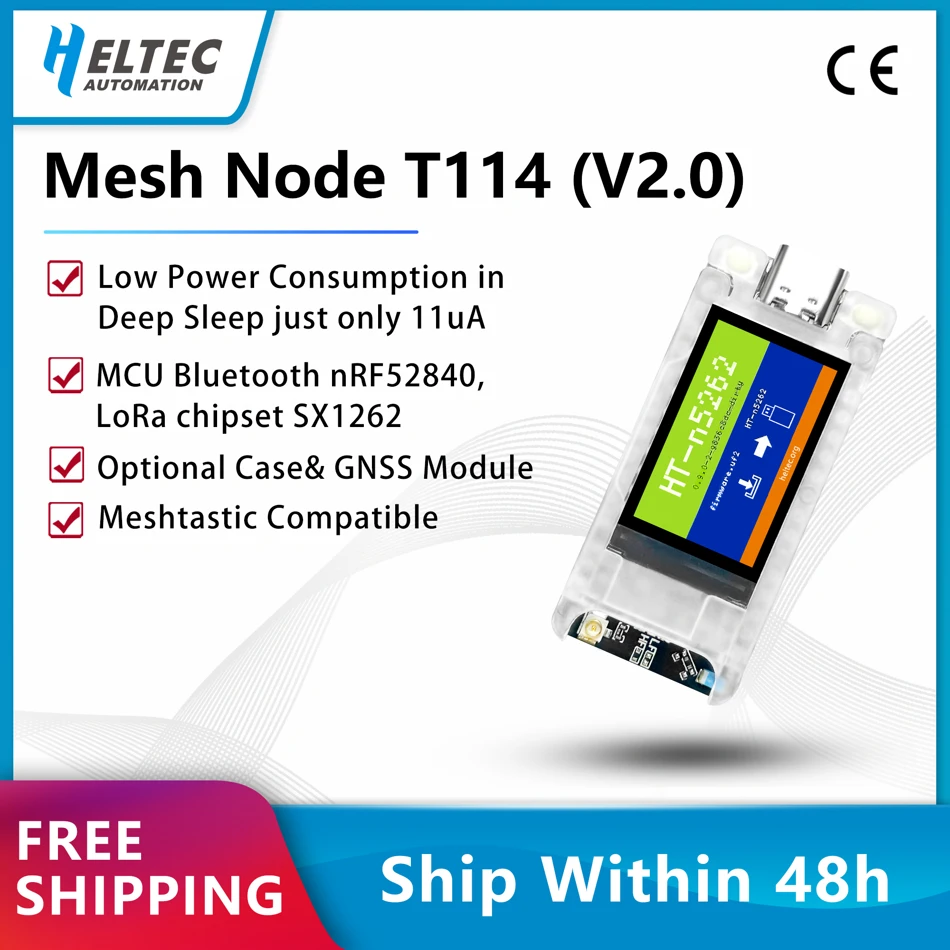 Heltec Mesh Node T114 V2 LoRa Development Board nRF52840 SX1262 GPS BLE Low Power Arduino Positioning
