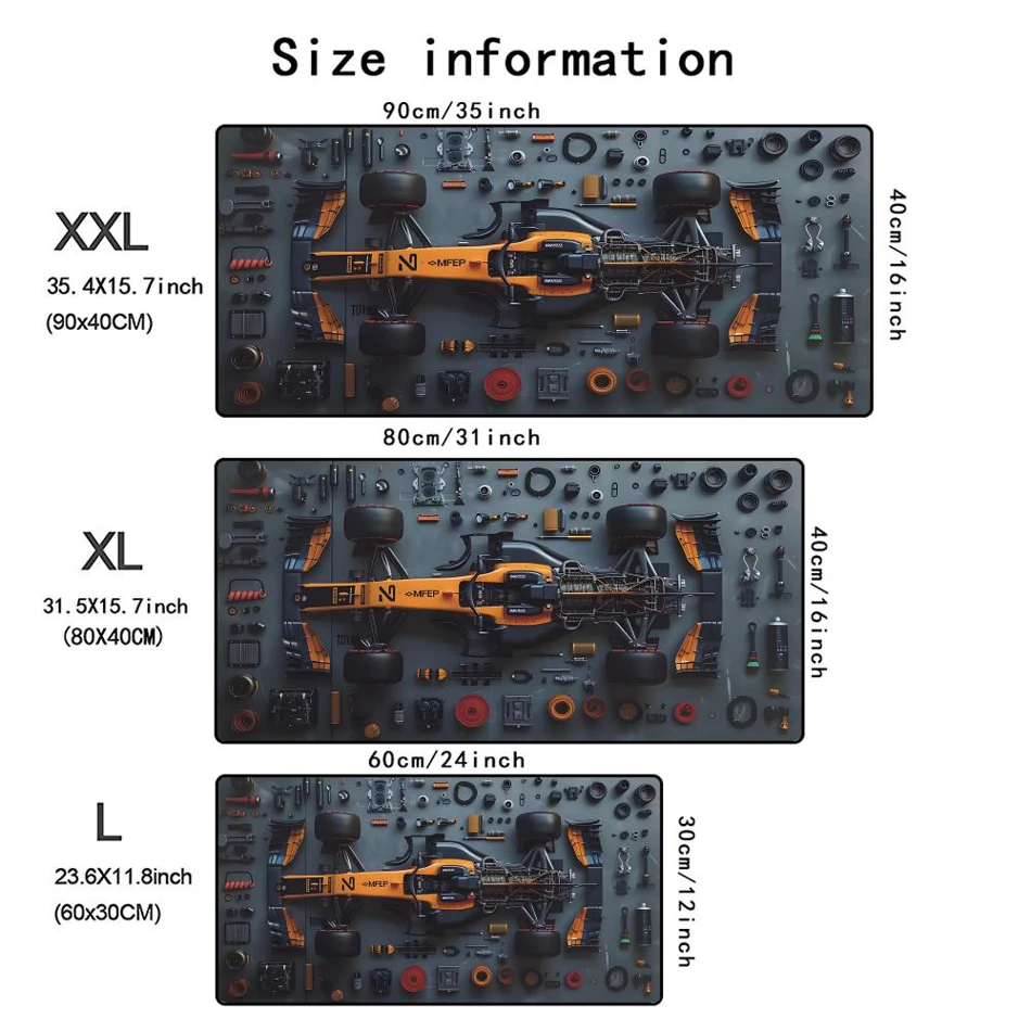 Racing Car Parts XXL Gaming Mouse Pad 90x40 cm Soft Computer Keyboard Mat Desktop Desk Protector