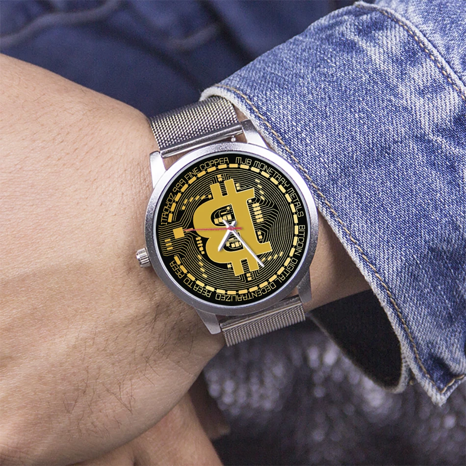 Black Men Gift Choice Rose Gold Men's Watch Souvenir Bitcoin Wrist Timepiece Silver Electronic Watches Carnival