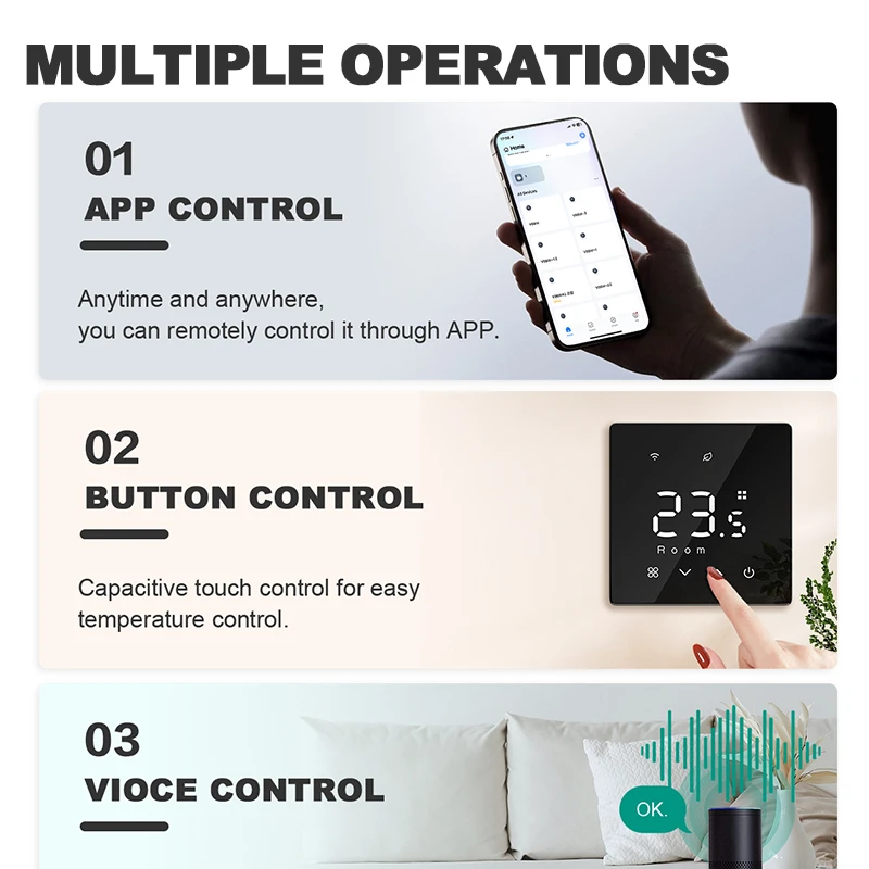 Smart WiFi Thermostat Zigbee Tuya Water Gas Boiler Power Battery Powered Wireless Temperature Controller Alexa Google Home Alice