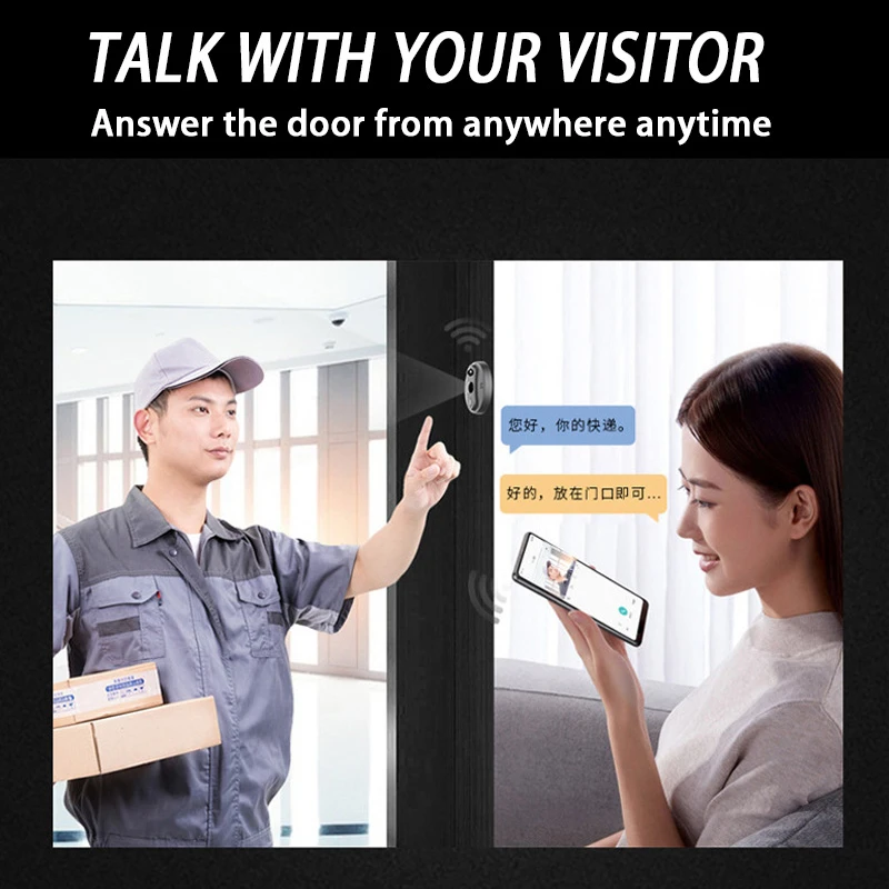 Yuezhe 3MP Wireless Doorbell with Monitor, WiFi Doorbell IP Peephole Camera, 5000mAh Battery, PIR Motion Detector, IR, Digital Display