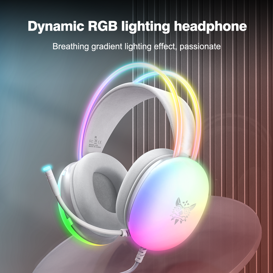 ONIKUMA Gaming Headset Wired Over Ear Headphones with Microphone RGB Lighting PC and iPhone Compatible