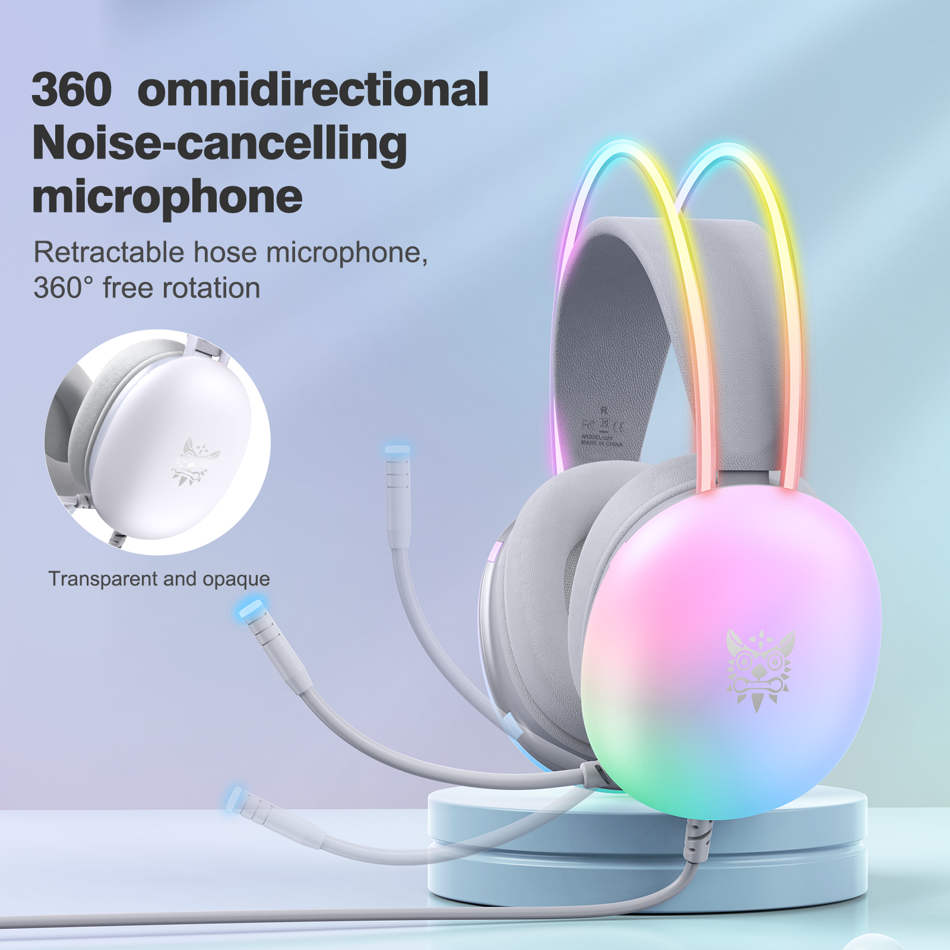 ONIKUMA Gaming Headset Wired Over Ear Headphones with Microphone RGB Lighting PC and iPhone Compatible