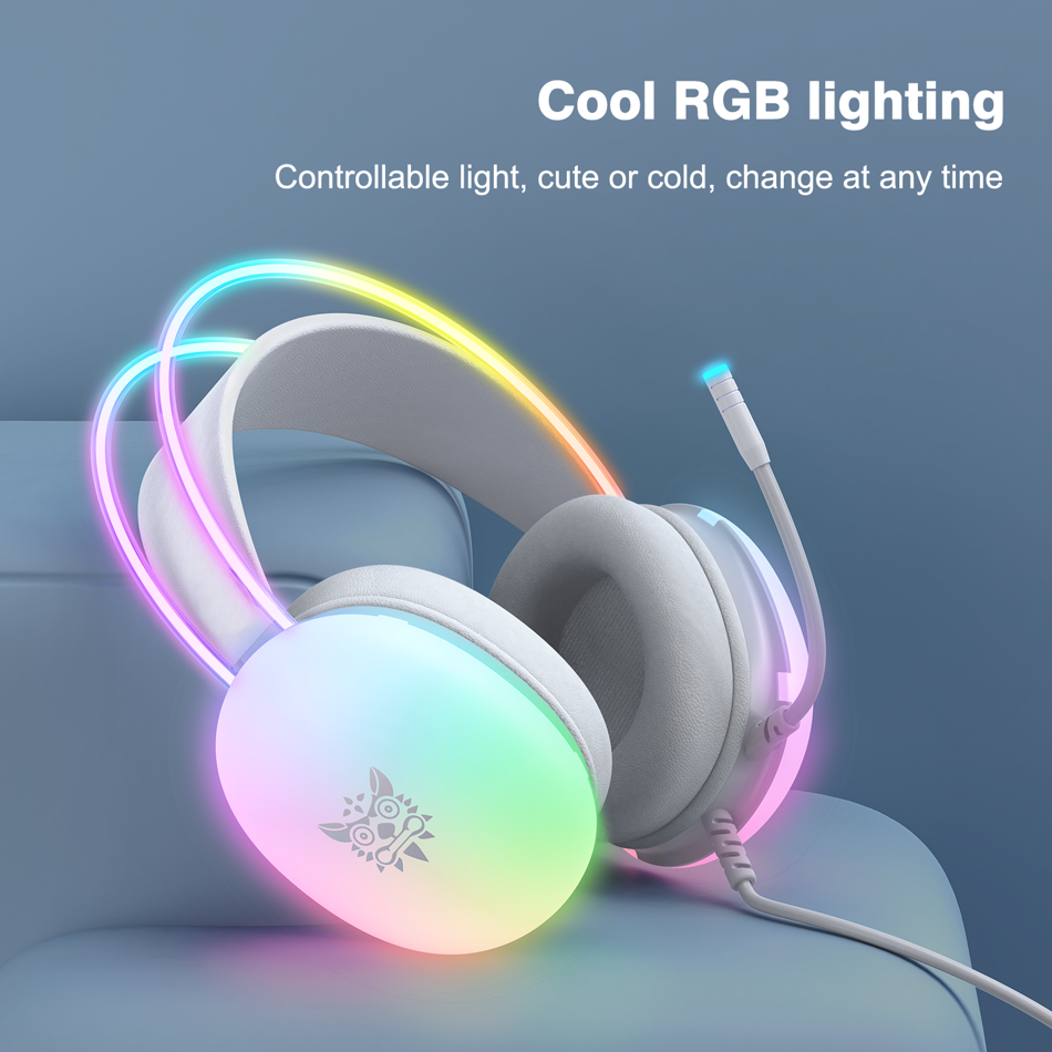ONIKUMA Gaming Headset Wired Over Ear Headphones with Microphone RGB Lighting PC and iPhone Compatible