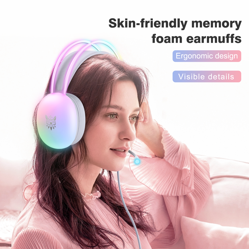 ONIKUMA Gaming Headset Wired Over Ear Headphones with Microphone RGB Lighting PC and iPhone Compatible