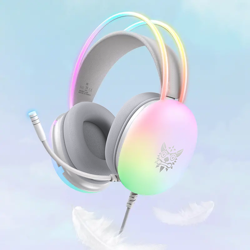 ONIKUMA Gaming Headset Wired Over Ear Headphones with Microphone RGB Lighting PC and iPhone Compatible