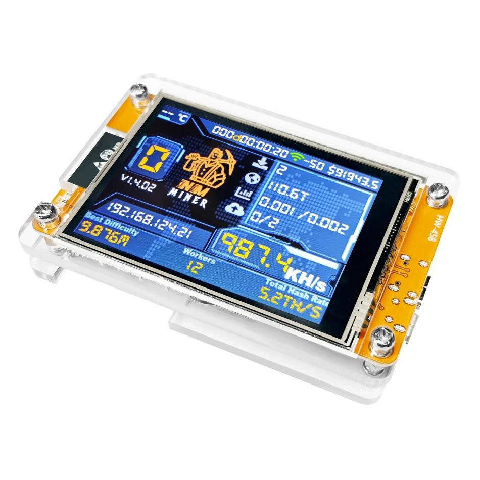 NerdMiner V2 NMMiner Solo Lottery Bitcoin Miner 980KHs Hashrate ESP32 2.8 inch Smart Display DROOM