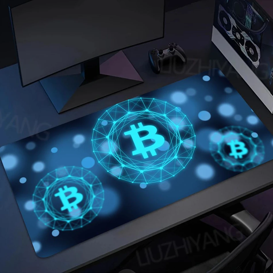 Crypto Bitcoin Mouse Pad XXL Large Desktop Keyboard Table Pad Game Rubber Anti-slip Desk Mat Computer Accessories Long Mousepad