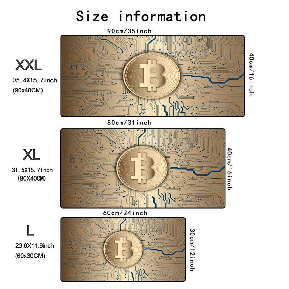 Crypto Bitcoin Mouse Pad XXL Large Desktop Keyboard Table Pad Game Rubber Anti-slip Desk Mat Computer Accessories Long Mousepad
