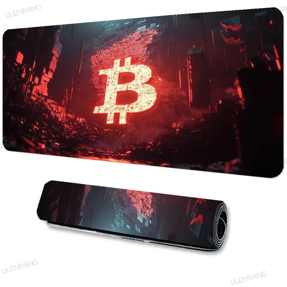 Crypto Bitcoin Mouse Pad XXL Large Desktop Keyboard Table Pad Game Rubber Anti-slip Desk Mat Computer Accessories Long Mousepad