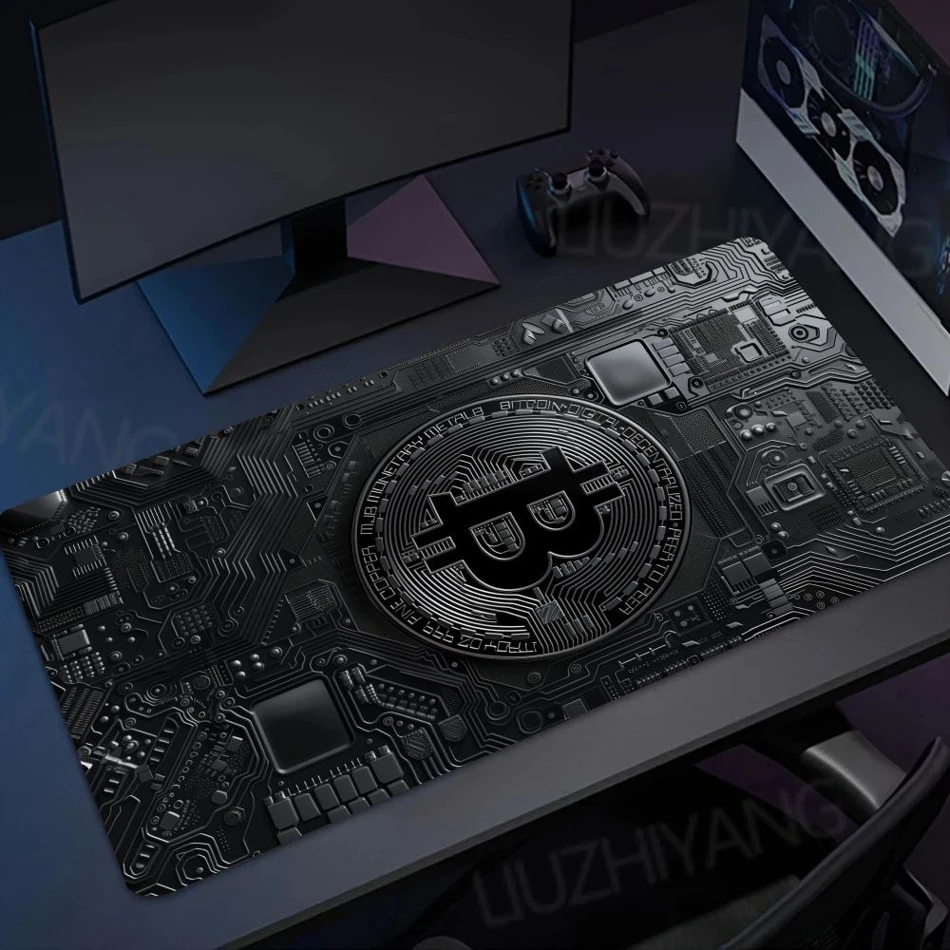 Crypto Bitcoin Mouse Pad XXL Large Desktop Keyboard Table Pad Game Rubber Anti-slip Desk Mat Computer Accessories Long Mousepad