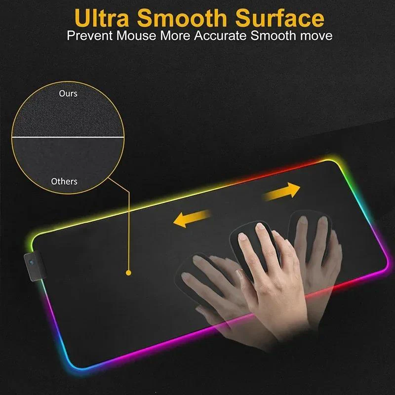Gamepad Pattern Mouse Pad XXL RGB Keyboard Cover Colorful LED Light E-sports Computer Gamer Glow Long Desk Mat