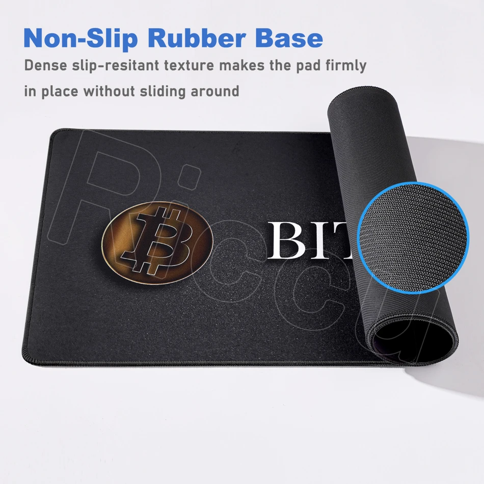 Bitcoin Logo Black Mice Mat XXL Large Computer Trader Desk Pad 40x90cm Gaming Keyboard Mousepad Office Anti-slip Washable Carpet