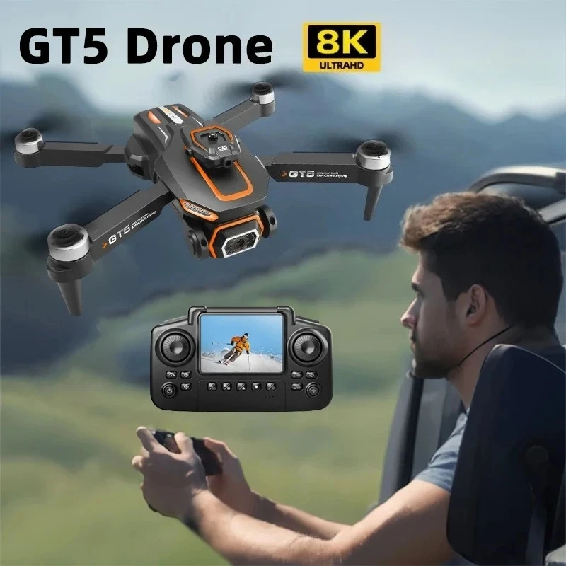 Xiaomi GT5 Mini Drone with 4K Professional 8K HD Camera and Screen, Brushless Motor, Optical Flow, and Obstacle Avoidance RC Quadcopter