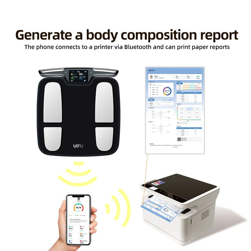 FSAHSA Smart Digital Bathroom Scale 8 Electrodes Color TFT Display Body Weight Fat BMI Muscle Mass Measurement