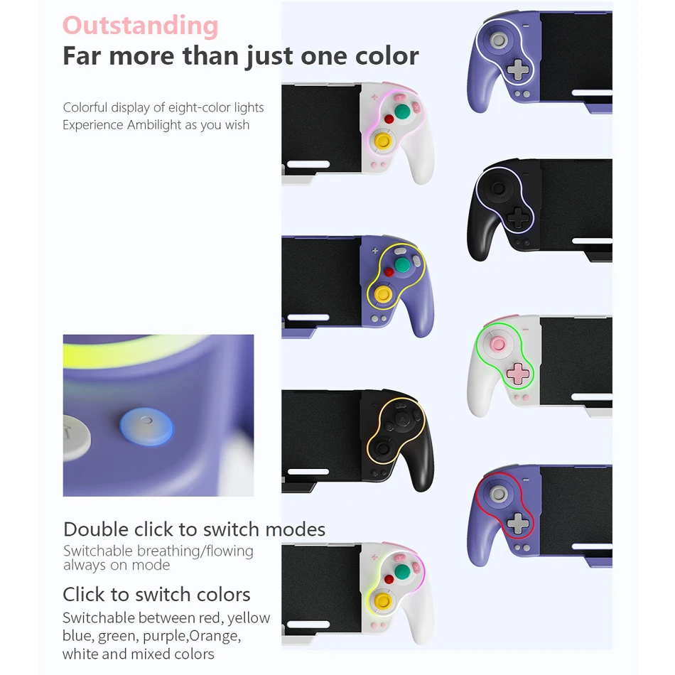 Nintendo Switch OLED Wired USB Controller Gamepad Hall Effect RGB Joystick Accessories Kit