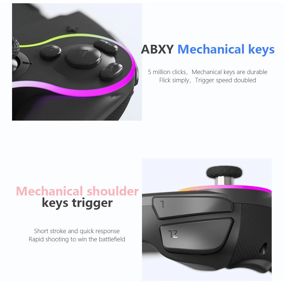 Nintendo Switch OLED Wired USB Controller Gamepad Hall Effect RGB Joystick Accessories Kit