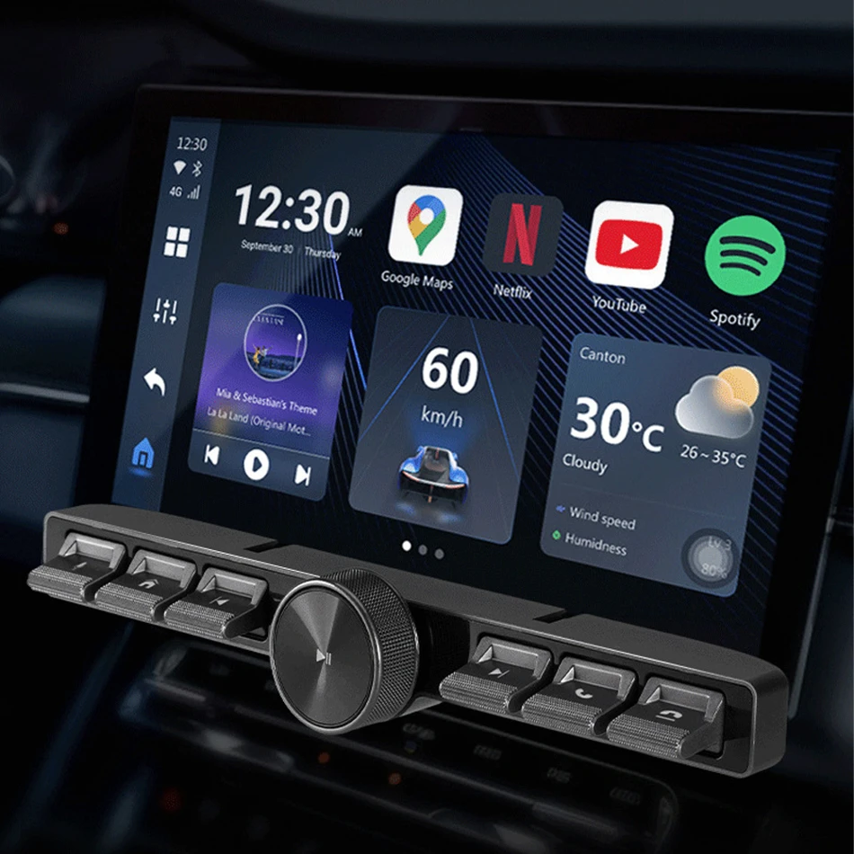 Car Steering Wheel Controller Wireless Control Button LED Intelligent Control Volume Navigation Player With Ambient Light