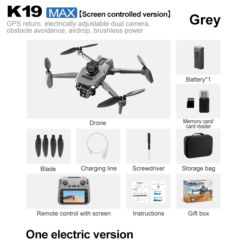 K19 MAX GPS Professional Drone with FPV Camera, 5G Transmission, and Obstacle Avoidance for Fishing Air Drop including Automatic Turnaround Function for 2025.