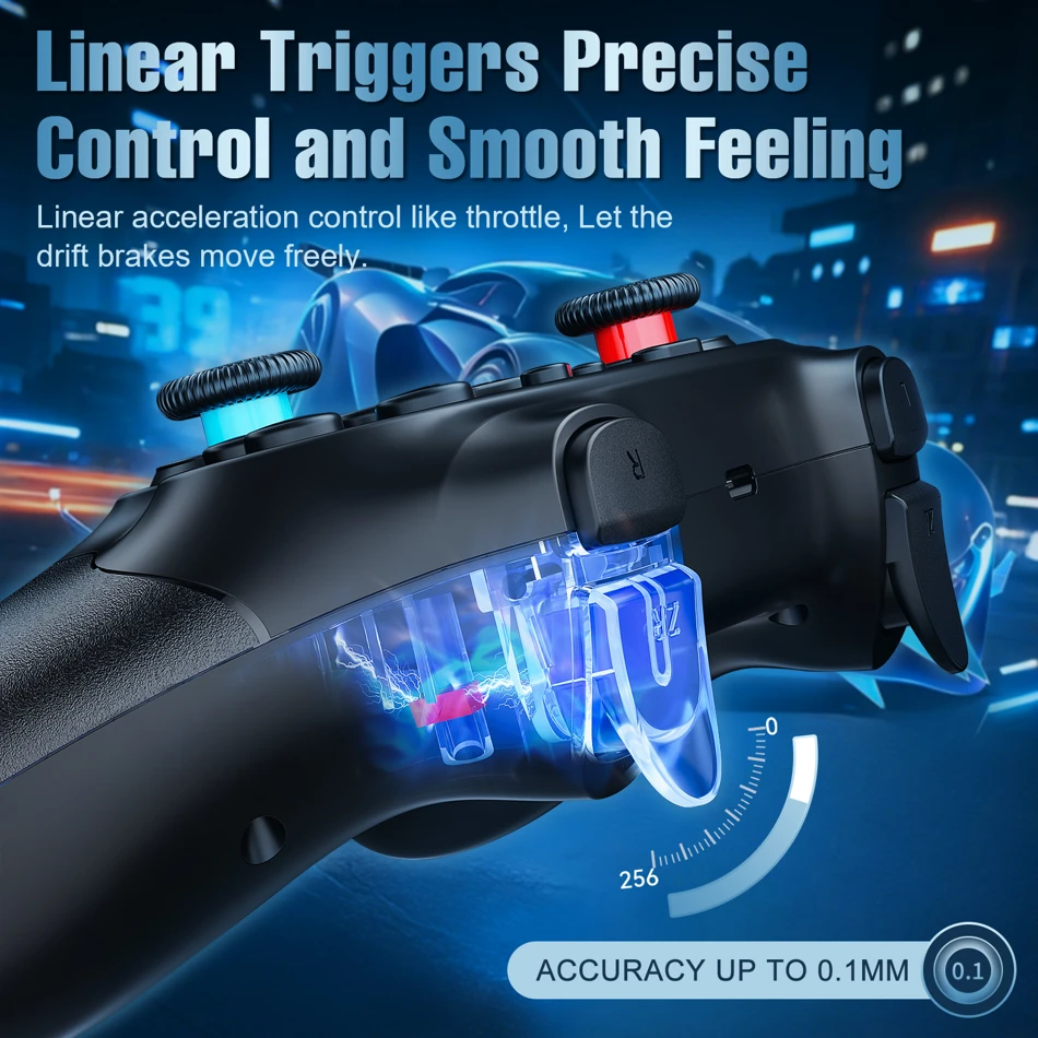 Wireless Pro Game Controller with Turbo Function for Nintendo Switch, OLED, and PC. Bluetooth gamepad featuring ergonomic design and precise controls for seamless gaming.