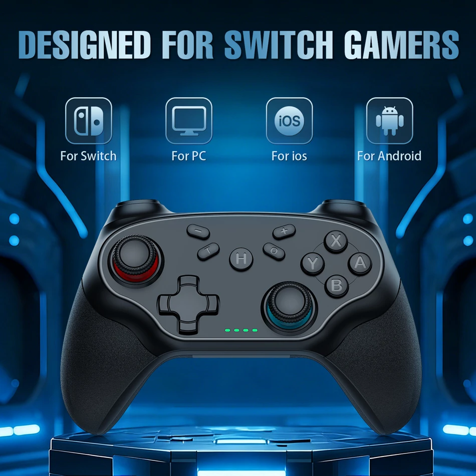Wireless Pro Game Controller with Turbo Function for Nintendo Switch, OLED, and PC. Bluetooth gamepad featuring ergonomic design and precise controls for seamless gaming.