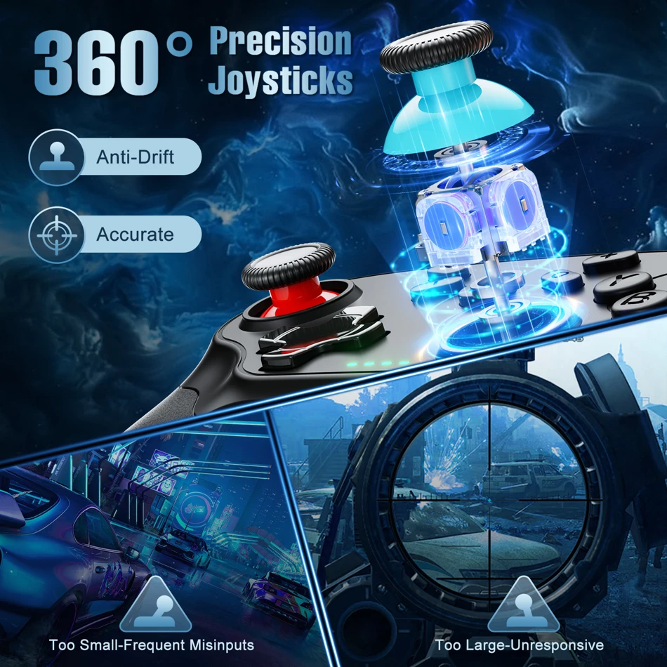 Wireless Pro Game Controller with Turbo Function for Nintendo Switch, OLED, and PC. Bluetooth gamepad featuring ergonomic design and precise controls for seamless gaming.