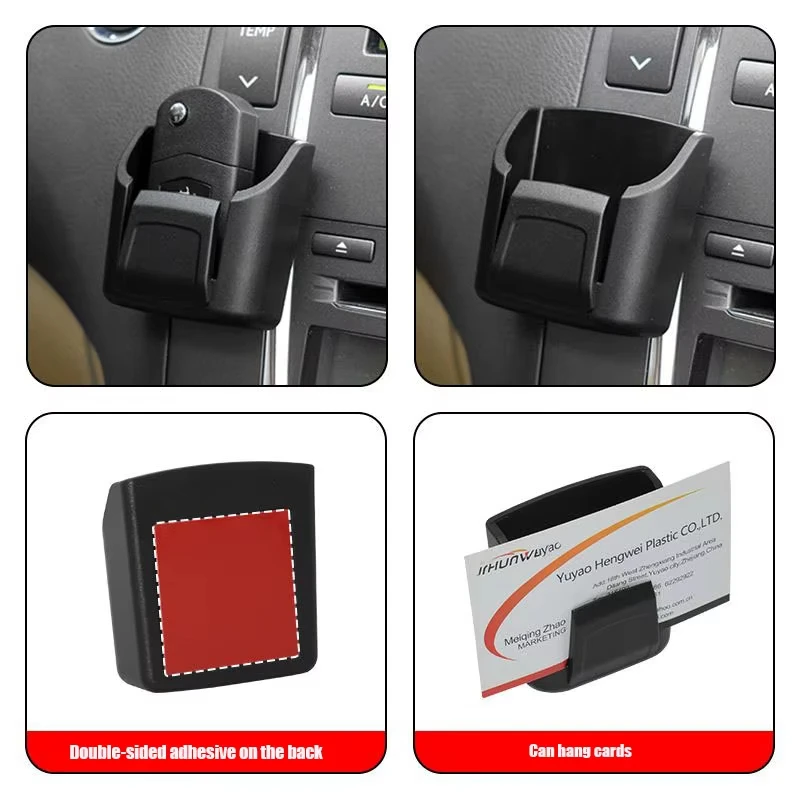 In-car key organizer and key card holder reducing the risk of forgetting keys or leaving the vehicle running when departing