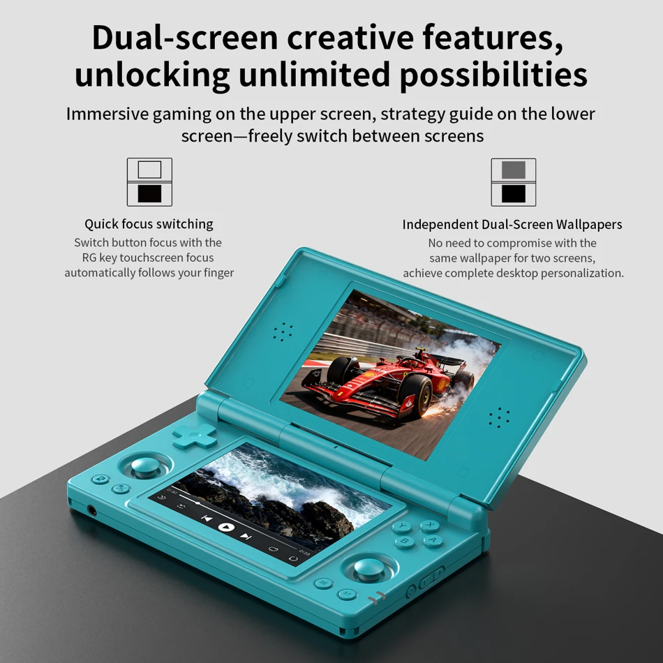 Anbernic RG DS Retro Video Game Console 4 Inch IPS Dual Multi-touch Screen Android 14 Flip Game Player RGDS For Christmas Gift