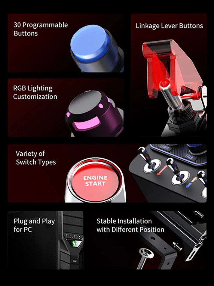 Programmable Central Control Box for PC with 30 Custom Buttons and RGB Backlighting PXN-CB1