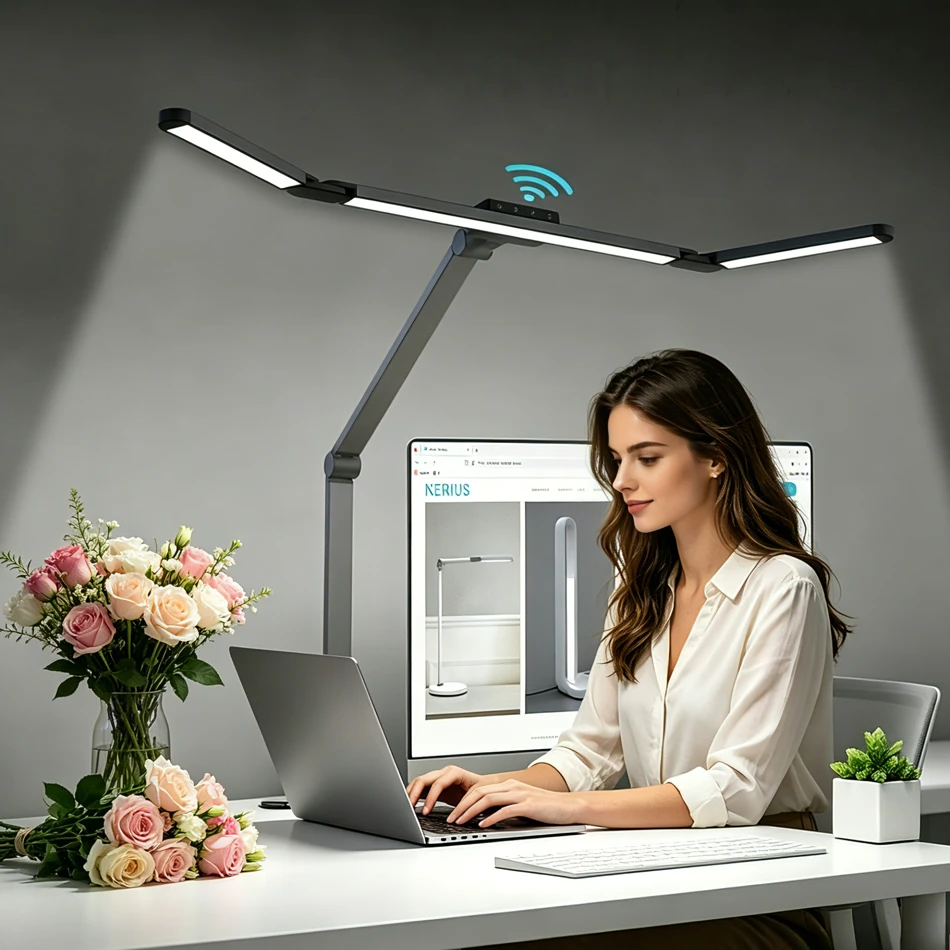 LED Desk Lamp with Clamp Remote Dimming 24W Ultra Bright Desk Lamp for Home and Office Architects Paired with Ambient Lighting