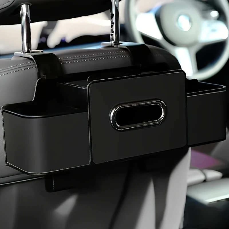 Car Seat Organizer with ABS Box & Tissue Holder. Double Storage for Snacks/Drinks. Easy Install, Durable Resin for All Cars.