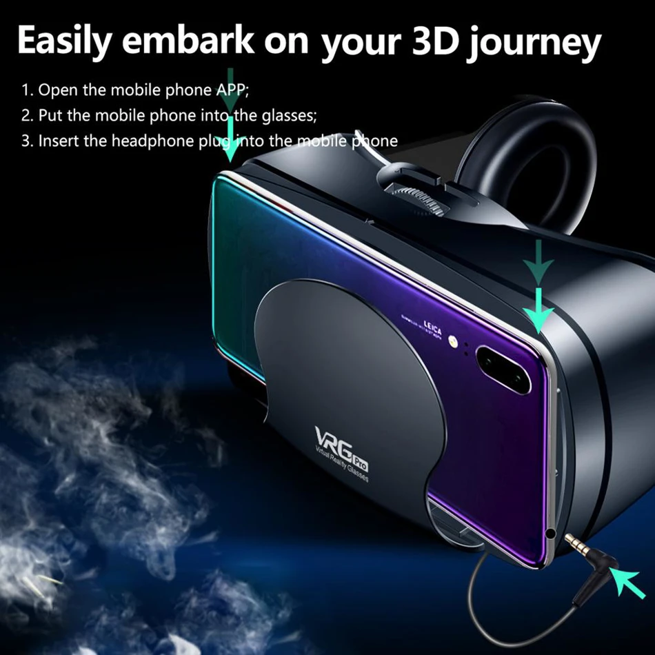 VRG Pro 3D Virtual Reality Headset for Smartphones VR Glasses Adjustable Lenses